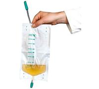 DCT H7 20146100 - Bolsa de orina para pierna (10 unidades, no estéril, entrada central, tubo de 10 cm, 500 ml)