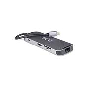 DCU Tecnologic | Adaptador HUB USB C a HDMI, Audio Jack 3.5mm, 3*USB 3.0 Super Speed 5Gbps, RJ45 Gigabit Ethernet, Lector SD y TF, USB-C Hembra Power Delivery | 100W