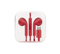 DCU TECNOLOGIC Auriculares, Auriculares para iPhone/iPad, con Micrófono y Control de Volumen, Sónido Estéreo, Rojo