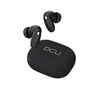 DCU TECNOLOGIC Auriculares Inalámbricos CityEcho, Bluetooth 6.0, ANC+ENC, Cancelación de Ruido Dual, 20 Horas de Batería, Negro