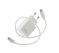 DCU TECNOLOGIC | Cargador de Pared Compatible con iPhone | Carga rápida | Conector Lightning | Cable Lightning 1m Recubierto en PVC | Blanco