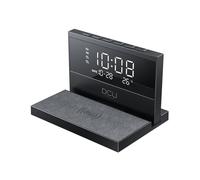 DCU TECNOLOGIC - Reloj Despertador de Sobremesa - Carga Rápida Inalámbrica - Luz Nocturna Ajustable - 2 Alarmas Personalizables