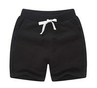 DCUTERQ niño bebé niños algodón sólido Deporte Jogger Pantalones Cortos niños niñas Verano Casual Pantalones de Cintura elástica Negro 18-24 Meses