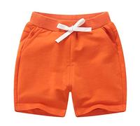 DCUTERQ niño bebé niños algodón sólido Deporte Jogger Pantalones Cortos niños niñas Verano Casual Pantalones de Cintura elástica Naranja 4 años