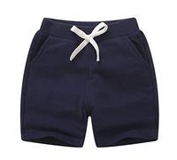 DCUTERQ niño bebé niños algodón sólido Deporte Jogger Pantalones Cortos niños niñas Verano Casual Pantalones de Cintura elástica Azul Marino 5 años