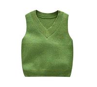 DCUTERQ niño bebé niños Color sólido Cuello en V Uniforme Escolar suéter Chaleco de Punto sin Mangas Chaleco Verde 18-24 Meses