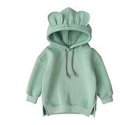 DCUTERQ niño bebé niños niñas Dibujos Animados Forma de Oreja Color sólido Sudadera con Capucha Tops Ropa Pullover Camisas Abrigos Verde 6-12 Meses