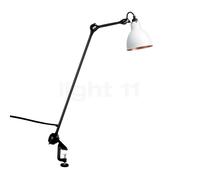 DCW Lampe Gras No 201, lámpara con pinza negra redonda, blanco/cobre pulido