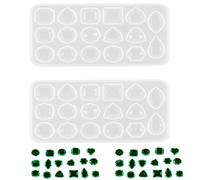 DD-life 2 moldes de silicona de piedras preciosas facetadas, moldes de resina para hacer aretes, colgantes, collares, llaveros, proyectos de manualidades