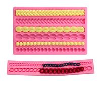 DD-life 2 moldes de silicona para tartas de corteza, cuerda de encaje de perlas, molde de fondant de silicona en forma de cadena para decoración de pasteles