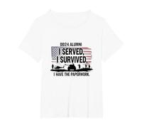 DD214 Alumni: Serví, sobreviví, Tengo el papeleo Camiseta, Mujer Tallas Grandes, Blanco, 1XL Grande