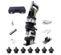 Ddasam Punzonadora Hidráulica Eléctrica 2200W 18T, 7 Moldes, Perfora en 1 Segundo, para Acero, Hierro, Aluminio y Cobre, con Base Estable y Mango para Uso Versátil