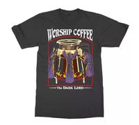 ddAWESDXZ Worship Coffee The Dark Lord Funny Men's T-Shirt Black M