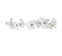 DDazzling Diadema de princesa para niña, diadema de boda para primera comunión, corona floral blanca, accesorio para el pelo (flor blanca cristal + perlas)