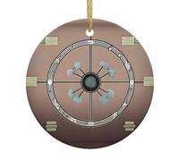 DDCXZPP Colgante redondo de cerámica de Navidad con estampado circular de dopamina, 7,4 cm, equipado con una cuerda de alambre dorada duradera para colgar fácilmente en árboles de Navidad
