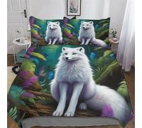 DDDFRTYY Arctic Renard Juego de cama de microfibra y fundas de edredón de 3 piezas, juego de funda nórdica con fundas de almohada para niños (200 x 200 cm)