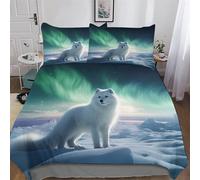 DDDFRTYY Arctic Renard Juego de cama de microfibra y fundas de edredón de 3 piezas, juego de funda nórdica con fundas de almohada para niños, 220 x 240 cm