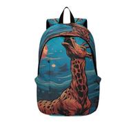 DDDIYEU Alta Jirafa Grita Majestuosa A La Luz De La Luna Mochila de Computadora Portátil Ligera Mochila de Senderismo Paquete Diario de Campamento