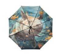 DDDIYEU Animal Del Mar De La Pintura De La Acuarela AutomáTicos Paraguas de Viaje Resistente Viento Compacto con ProteccióN Solar UPF 50+ Ideal para JóVenes