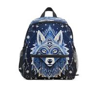 DDDIYEU Arte Celestial MíStico Del Lobo Azul Mochila para Preescolar Toddler Kids Estudiante Mochilas para Infantiles 2-7 Años Niñas Niños