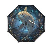 DDDIYEU Arte Del Mar DelfíN AutomáTicos Paraguas de Viaje Resistente Viento Compacto con ProteccióN Solar UPF 50+ Ideal para JóVenes