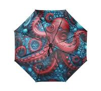 DDDIYEU Arte Fresco Del Pulpo Del Animal De Mar AutomáTicos Paraguas de Viaje Resistente Viento Compacto con ProteccióN Solar UPF 50+ Ideal para JóVenes