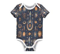 DDDIYEU Azul MíStico GeoméTrico Body de Bebé Manga Corta de Algodón Para Bebés de 3-24 Meses De Verano