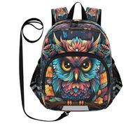 DDDIYEU BúHo Fresco De La Pluma De La Acuarela Mochila Divertida para Niños Pequeños con Orejas,Mini Bolso de Hombro,Lindo Mochilita para Niños