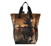 DDDIYEU Caballos Marrones Galopando Mochilas de Pañales para Gran Capacidad Pañal Bolso Mochila para Viajar al Aire Libre Mamá y Papá
