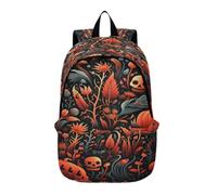 DDDIYEU Calabaza Roja Mochila de Computadora Portátil Ligera Mochila de Senderismo Paquete Diario de Campamento Del CráNeo De Halloween
