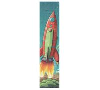 DDDIYEU Cielo De Cohete Verde Rojo De Dibujos Animados Skateboard Griptape Antideslizante Autoadhesivo Longboard Pegatinas de Agarre Griptapes 9x33in,44x10in(1pcs)