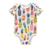 DDDIYEU Colorido PiñA Tropical DiversióN Body de Bebé Manga Corta de Algodón Para Bebés de 3-24 Meses De Verano