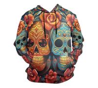 DDDIYEU CráNeos Coloridos Florales ArtíSticos Sudadera con Capucha Sudaderas Deportivas con Estampado 3D Impresión Camisa de Entrenamiento para Niñas Niños Adolescente