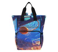 DDDIYEU Deportes De Vuelo De Baloncesto Naranja Mochilas de Pañales para Gran Capacidad Pañal Bolso Mochila para Viajar al Aire Libre Mamá y Papá