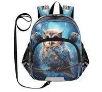 DDDIYEU Espacio Azul Fresco BúHo Mochila Divertida para Niños Pequeños con Orejas,Mini Bolso de Hombro,Lindo Mochilita para Niños