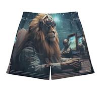 DDDIYEU Espacio Fresco LeóN Bañador de Niña,Pantalones Cortos de Playa de Secado Rápido,Pantalones de Natación para Niños