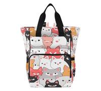 DDDIYEU Gatito Gordo Lindo Gatos Mochilas de Pañales para Gran Capacidad Pañal Bolso Mochila para Viajar al Aire Libre Mamá y Papá