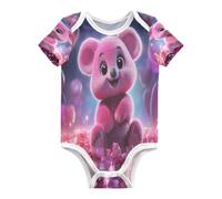 DDDIYEU Koala Rosa Alegre FantasíA Body de Bebé Manga Corta de Algodón Para Bebés de 3-24 Meses De Verano