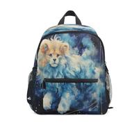 DDDIYEU LeóN Azul De EnsueñO Majestuoso CóSmica Mochila para Preescolar Toddler Kids Estudiante Mochilas para Infantiles 2-7 Años Niñas Niños