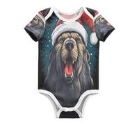 DDDIYEU LeóN Festivo Rojo Navidad Body de Bebé Manga Corta de Algodón Para Bebés de 3-24 Meses De Verano