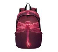 DDDIYEU LibéLula Roja Rosa Brillante Mochila de Computadora Portátil Ligera Mochila de Senderismo Paquete Diario de Campamento
