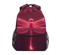 DDDIYEU LibéLula Roja Rosa Brillante Mochila de Estudiantes Hombro Mochilas para Viajes Escolar Niños Niñas