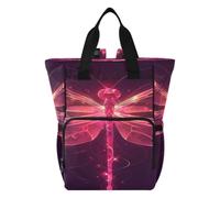 DDDIYEU LibéLula Rosa Brillante Oscuro Mochilas de Pañales para Gran Capacidad Pañal Bolso Mochila para Viajar al Aire Libre Mamá y Papá