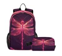 DDDIYEU LibéLula Rosa Brillante Oscuro Mochilas Escolares,Bolsas de Almuerzo,Adecuadas para Niños Viajeros