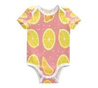 DDDIYEU Limones Amarillos Vibrante Verano Body de Bebé Manga Corta de Algodón Para Bebés de 3-24 Meses De Verano