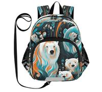 DDDIYEU Lindo Arte De La Acuarela Osos Polares Mochila Divertida para Niños Pequeños con Orejas,Mini Bolso de Hombro,Lindo Mochilita para Niños