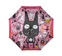 DDDIYEU Lindo Doodle Dibujos Animados Gato Negro AutomáTicos Paraguas de Viaje Resistente Viento Compacto con ProteccióN Solar UPF 50+ Ideal para JóVenes