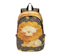 DDDIYEU Lindo LeóN Luna Dorada Mochila de Computadora Portátil Ligera Mochila de Senderismo Paquete Diario de Campamento