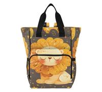 DDDIYEU Lindo LeóN Luna Dorada Mochilas de Pañales para Gran Capacidad Pañal Bolso Mochila para Viajar al Aire Libre Mamá y Papá