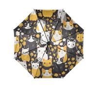 DDDIYEU Lindos Gatos Amarillos AutomáTicos Paraguas de Viaje Resistente Viento Compacto con ProteccióN Solar UPF 50+ Ideal para JóVenes